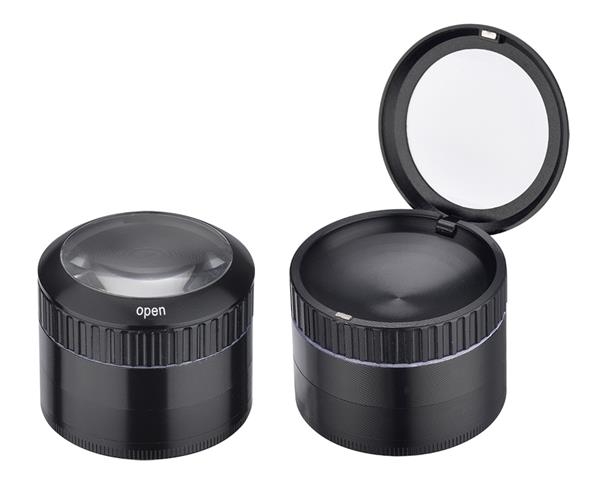 CNC Pollinator Aluminium Mühle Grinder Magnifier Lupe 50mm 4-teilig schwarz